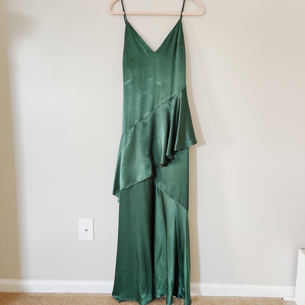 Lovers + Friends Green Ruffled Maxi Dress